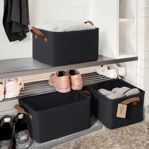 CHICVITA 30L Large Fabric Closet Bins for Shelves, 2Pack, Black - color: Black, size: 16 ¾" L x 11" W x 9 ¾" H