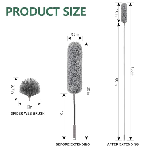 SetSail Dusters and Cobweb Brush with Extension Pole for Cleaning, Gray - color: Gray, size: Cobweb Brush&Duster