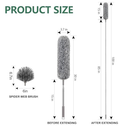 SetSail Dusters and Cobweb Brush with Extension Pole for Cleaning, Gray - color: Gray, size: Cobweb Brush&Duster