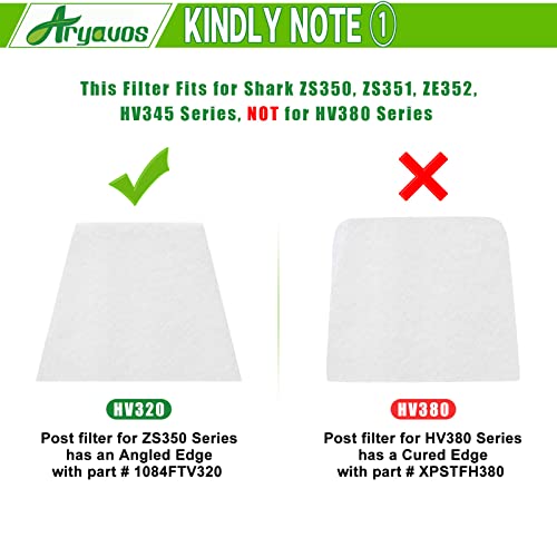 HV322 Filter Replacement for Shark Rocket Vacuum Rocket Pro HV322 HV345 HV320 HV321 UV330 UV480 UV422 ZS350 ZS351 ZS352,Part#XPMFK320 & 1084FTV320, 6 Foam & Felt Filters