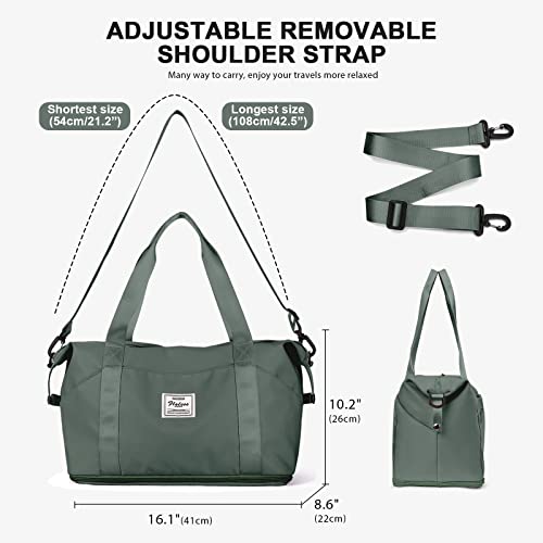 Travel Duffel Bag,Sports Tote Gym For Spirit Airlines Personal Item Bag 18x14x8 Foldable,Carry on Shoulder Expandable Weekender Overnight for Women,Green - color: A6-Green
