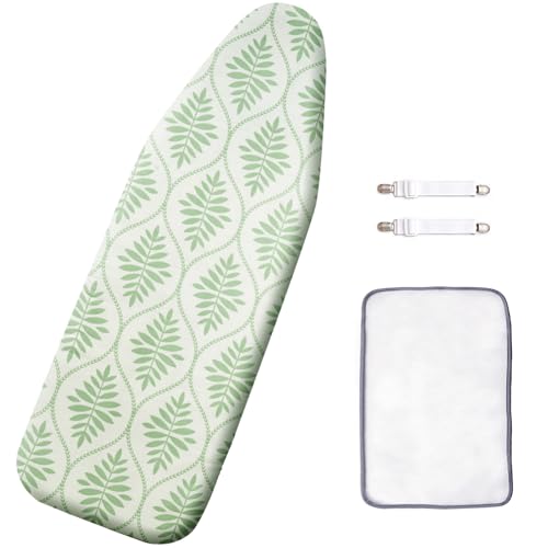 SheeChung 14"x42" Over-The-Door Ironing Board Cover and Pad,Heat Resistance - color: Bohemian Leaves, size: 14"x42"