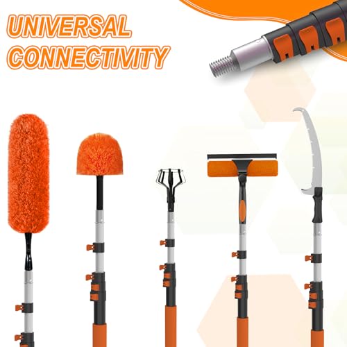 SISUPASSIE Telescoping Extension Pole, Reach to 26FT Telescoping Pole Multi-Purpose 5-20FT Lightweight, Sturdy with Universal Twist-on Metal Tip Extendable for Dusting Painting Window Cleaning - size: 20FT