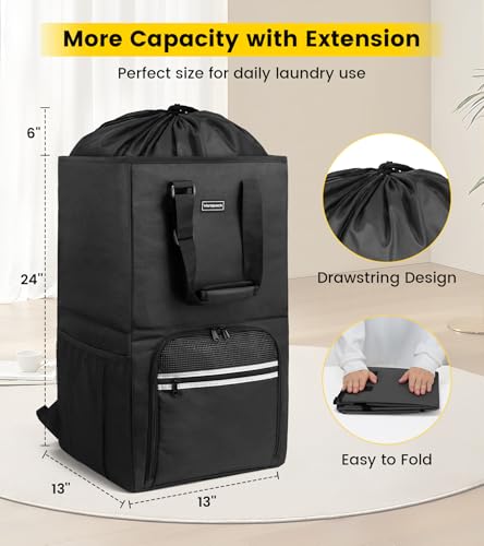 Vorspack Laundry Backpack with Shoulder Straps, Extra Large Hamper, Black - color: Black, size: Large