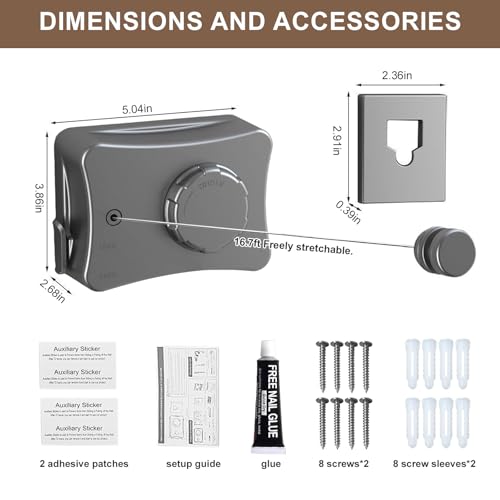 Retractable Clothesline for Indoor & Outdoor Use, Grey - color: Gray