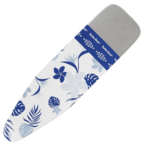 Bartnelli Ironing Board Cover and Pad, Made in Europe with New Patent Technology | 54x15 Iron Board Replacement Cover Featuring Park & Turbo Zone, Scorch Resistant 100% Cotton Thick Layered Top - color: Blue Flowers