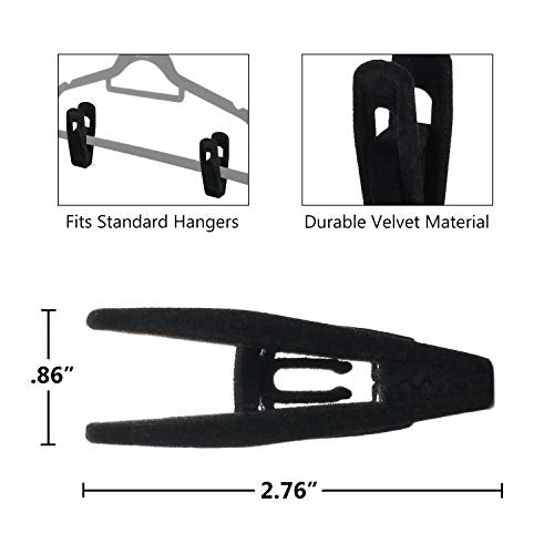 Black Velvet Clips for Velvet Hangers.10 Pack - color: Black