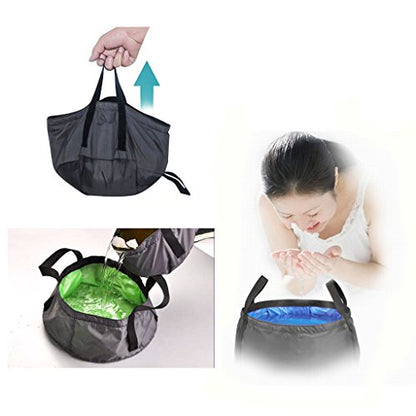 TRENDBOX Foldable Wash Basin Sink Water Bag Portable Mini 8.5L for Footbath Camping Hiking Outdoor Durable Design - color: Green