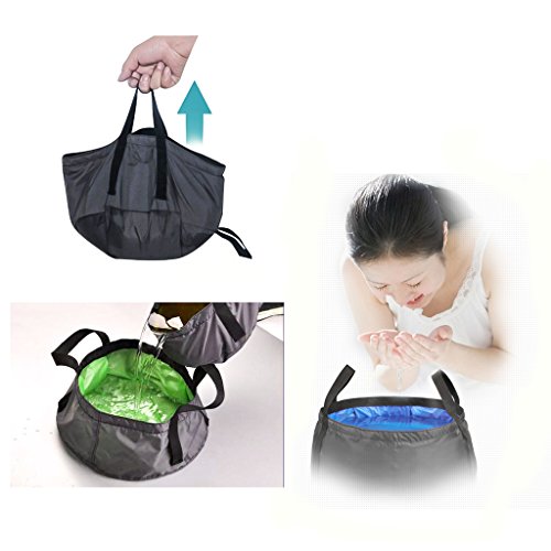 TRENDBOX Foldable Wash Basin Sink Water Bag Portable Mini 8.5L for Footbath Camping Hiking Outdoor Durable Design - color: 5 Colors