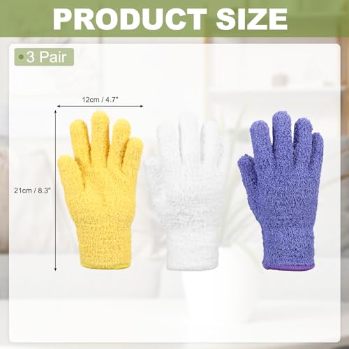 uxcell Microfiber Gloves, Reusable Washable Plant Dusting Gloves Cleaning Mittens for Auto Plants Household Kitchen - color: Yellow/Purple/White