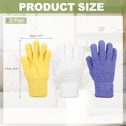 uxcell Microfiber Gloves, Reusable Washable Plant Dusting Gloves Cleaning Mittens for Auto Plants Household Kitchen - color: Yellow/Purple/White