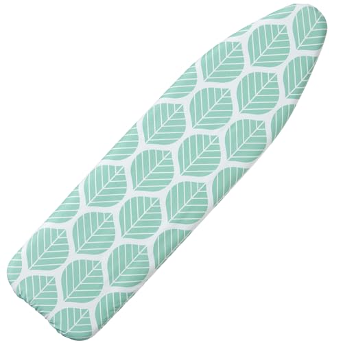 Seiritex Ironing Board Cover and Pad, Standard Size 15 x 54, Thick Padding with Elasticized Edges, Heat Reflective with Hook and Loop Fasteners, 3 Layers Iron Board Cover (Green Leaf) - color: Green Leaf, size: 15x54