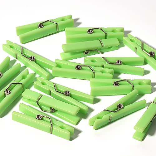60Pcs Mini Clothespins for Baby Shower Games Green Clothes Pins 1.4 Inch - color: Green