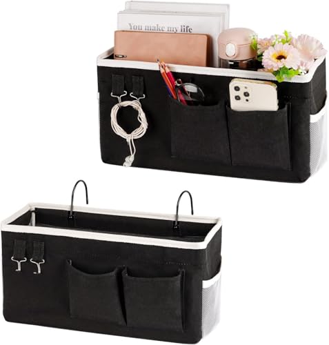 Bedside Caddy Bedside Storage Bag for Headboards/Bunk Bed - color: 2PC Black