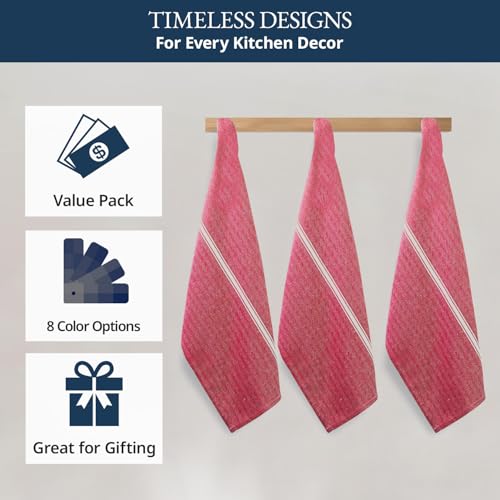 LANE LINEN 100% Cotton Kitchen Towels Absorbent Lint-Free 12 Pack - color: 08: Red, size: 12 Pack