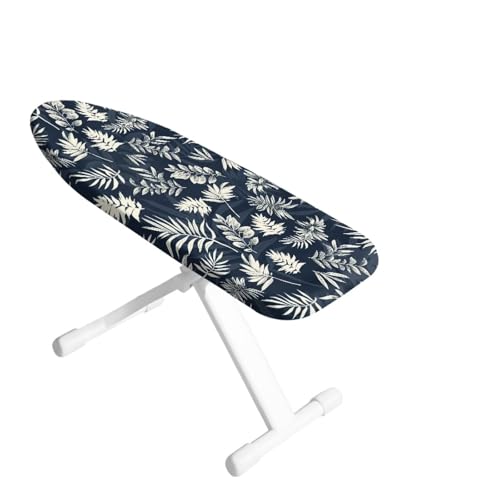 Dark Blue Tropical Leaf Pattern Ironing Board Cover, Anti Dust Resist Stain Iron Board Protector Mini, 14x24 Inches, Machine Washable Ironing Pad Cover - color: Dark Blue Tropical Leaf Pattern