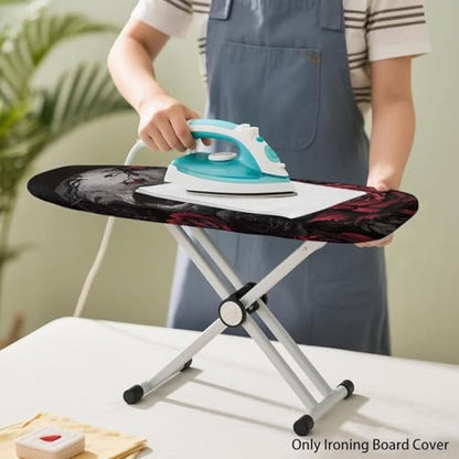 Skull Red Rose Pattern Ironing Board Cover - Anti Slip, Elastic Edge Stain Resistant Ironing Pad Cover, Tabletop Ironing Board Cover Only 14"x24" - color: Skull Red Rose Pattern
