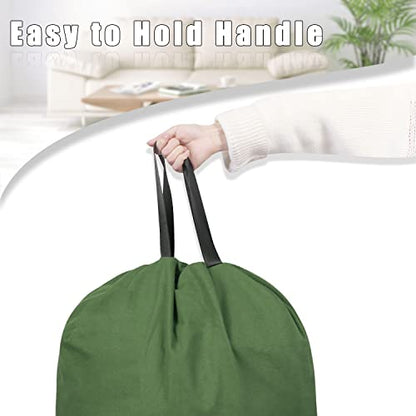 Sanlykate Large Canvas Cotton Laundry Bag with Drawstring & Handles, Heavy Duty Durable Dirty Clothes Organizer, Tear Resistant Hamper Liner Storage Bag, Travel Sack, 25.5 x 34inch - Army Green - color: ArmyGreen