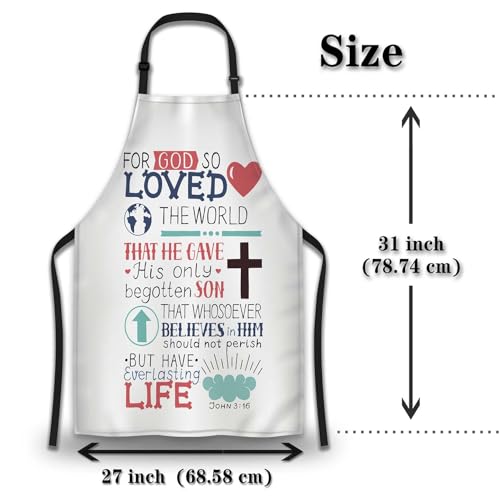 Chef Works Apron for Men Bible Verse Craft Aprons for Women for Kitchen Cooking Restaurant BBQ Painting Crafting Gardening 27” (W) x 31” (H), Waterproof Apron - color: Bible Verse Texture