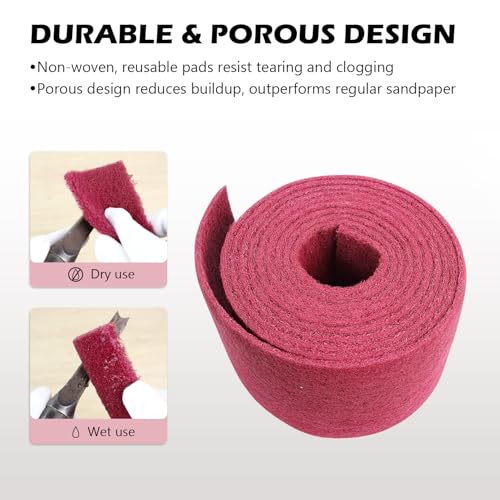 Maroon General Purpose Scuff Pads, Scuffing, Scouring Pad, Sanding, Paint Primer Prep Scratch - Surface Preparation Pad Car Auto Body Woodworking 7447-Premium, 6 Inches * 15 Feet - color: Maroon, style: 6 Inches*15 Feet