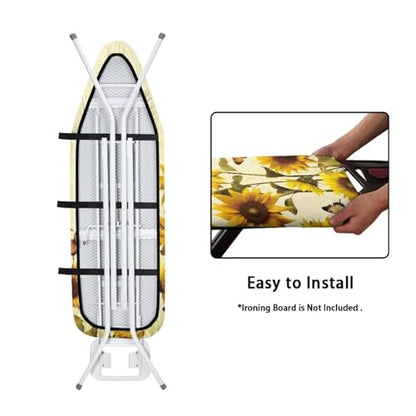 Sunflower Butterfly Ironing Board Cover and Pad Standard Size Heavy Duty Padded Iron Board Covers for Table Top Soft Stain Resistant Covers Elastic Edges Sleeve Ironing Board Yellow Daisy - color: Sunflower Butterfly