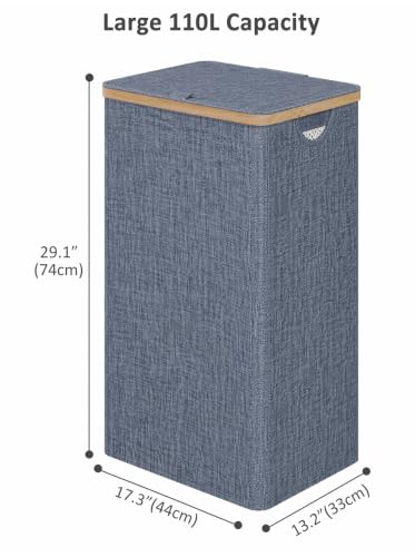 IEGrow Laundry Hamper with Lid,110L Laundry Basket with Mesh Bags,Blue - color: Blue, size: 110L