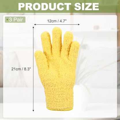 uxcell Microfiber Gloves, Reusable Washable Plant Dusting Gloves Cleaning Mittens for Auto Plants Household Kitchen - color: Yellow