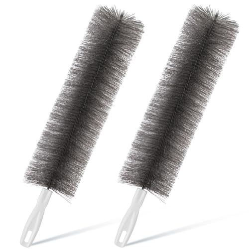 Sliner 2 Pcs Fan Cleaning Brush Bendable Fan Duster Cleaner Reusable Cobweb Duster Microfiber Head Dirt Remover for Ceiling Fans Blades, Air Vents, Curtains, Cars, Shutters (Gray)