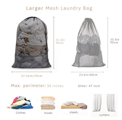 Meowoo 2Pcs Large Mesh Laundry Bag, 27×36inch - color: Black-2pcs, size: 27x36 inch