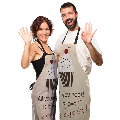 Baking Apron for Men All You Need Is a Cupcake Craft Aprons for Women for Kitchen Cooking Restaurant BBQ Painting Crafting 27” (W) x 31” (H), Waterproof Apron - color: All You Need is a Cupcake