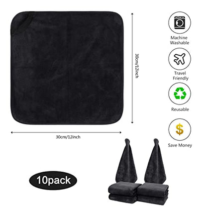 SINLAND Microfiber Facial Cloths Fast Drying Washcloth 12inch x 12inch Absorbent Face Wash Cloth Soft Makeup Remover Cloths - color: Black-1, size: 1 Count (Pack of 6)