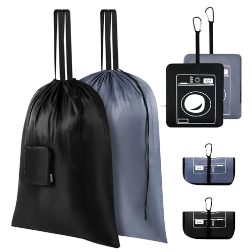 24" x 33" Extra Large Heavy Duty Laundry Bag With Handles, Travel Laundry Bag for Dirty Clothes, Laundry for Traveling,Camp, Dirty Clothes Travel Bag, - color: black+gray