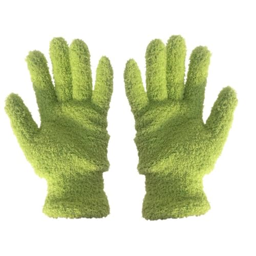 TopHomer Microfiber Gloves House Cleaning Auto Dusting Gloves Coral Fleece for Dusting Furniture and Small Objects - color: Green