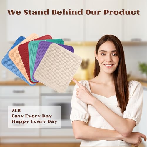 ZLR Oversized Silicone Dish Drying Mat for Kitchen, 16"x18", Lichen Blue - color: Lichen Blue, size: 18" x 16"