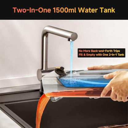 uwant Wet Dry Vacuum Cleaner 180°Lay-Flat Push-in Vacuum Mop All in One with 18000Pa Suction Auto Self-Cleaning Anti Odor Stick Dual-Edge Vacuum Cleaner Set of 1 for Hard Floor/Carpet D100