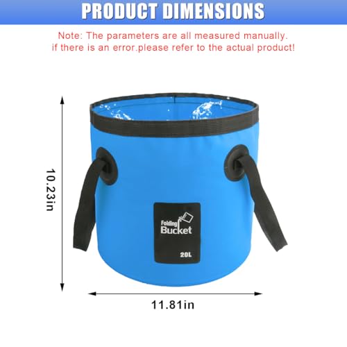 5 Gallon Collapsible Bucket with Handle for Car Washing (Blue) - color: Blue
