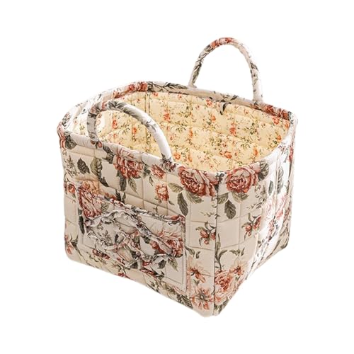 Boho Fabric Storage Basket, Large Capacity Laundry Basket, 12.2'' x 10.23'' x 10.23'' Collapsible Laundry Hamper with Easy Carry Handles (Brown, L) - color: Brown