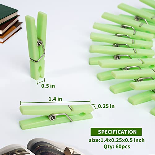 60Pcs Mini Clothespins for Baby Shower Games Green Clothes Pins 1.4 Inch - color: Green