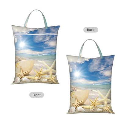 Sea Shells Star Fish Ocean Beach Tide Pool Travel Laundry Bags Cloth Diaper Wet Bags Handle Washable Dirty Clothes Bags Wet Dry Bag Suitcase Gym Swimming Pool College Dorm Wet Bag - color: 1 PC15, size: One Size
