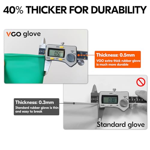 Vgo... Latex Reusable Household Gloves,Cleaning Gloves,Long Cuff (HH4601,M) - color: Green, size: Medium