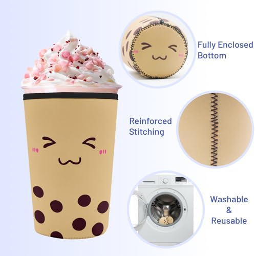 Iced Coffee Sleeve Reusable Neoprene Cup Sleeves, Milk Tea - color: Milk Tea