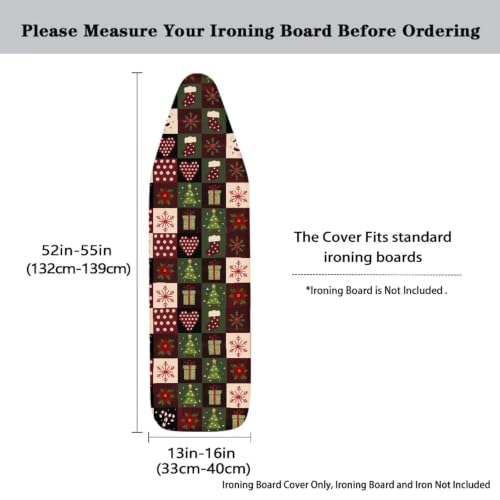 Flashideas Christmas Plaid Ironing Board Cover and Pad 15x54 Inch Standard Ironing Board Cover with Elastic Edge and Hook and Loop Fasteners Scorch and Stain Resistant Cotton - color: Christmas Plaid