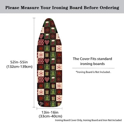 Flashideas Christmas Plaid Ironing Board Cover and Pad 15x54 Inch Standard Ironing Board Cover with Elastic Edge and Hook and Loop Fasteners Scorch and Stain Resistant Cotton - color: Christmas Plaid