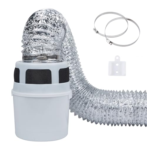 3 IN 1 Indoor Dryer Vent Kit Filter Bucket for Electric Dryer with 4-Inch by 8-Feet Proflex Duct (Silver) - color: with 8 Feet Silver Duct
