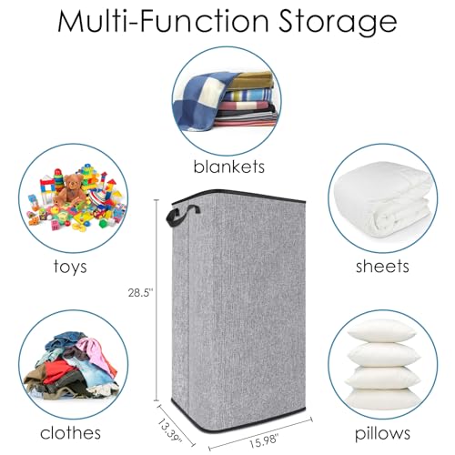 SNIGJAT Extra Large Laundry Hamper, Folding 100L Laundry Basket, Grey - color: Grey, size: 100L