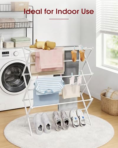 Sakugi Foldable 3-Tier Clothes Drying Rack 37.4" H with Non-Slip Feet - color: White, size: 3 Tier Standard