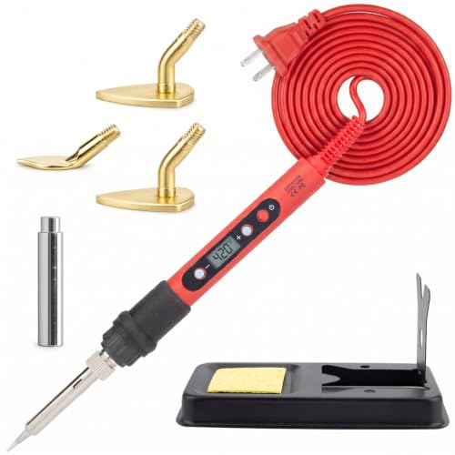 Mini Iron for Crafts, 80W Mini Heat Press for Iron Patches Sewing, Adjustable Temperature Mini Flat Iron with Digital Display, Replaceable Tips for Quilting Clothes Shoes Hats DIY (Red) - color: Red