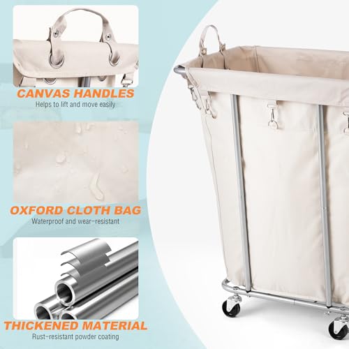PLKOW 120L Rolling Laundry Hamper, Beige - color: Beige-120L