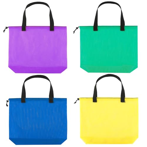 4PCS Large Mesh Beach Tote Bags With Drawstring For Swim,Travel,Poolside - color: Color~2