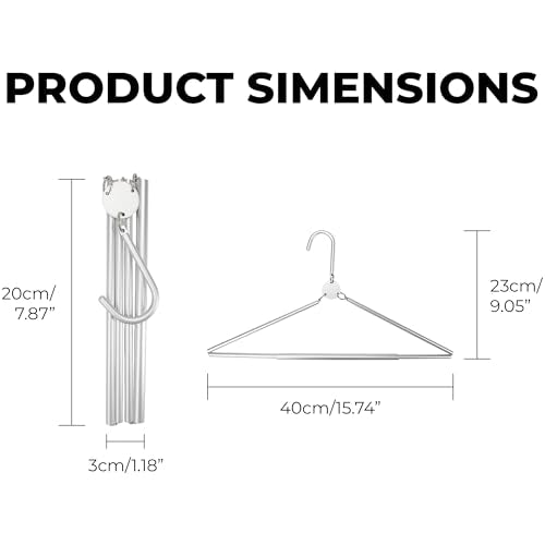 Travel Hangers Foldable Aluminum 3 Pack – Light and Portable Suitcase Clothes Hangers, Heavy Duty Folding Design for Cruise, Hotel, RV, Camping, Space-Saving Drying Rack Accessories